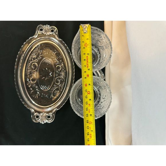 DUNCAN MILLER Sugar Cream Coffee Tea Set Tray Vintage Retro Glass MANGANESE - Picture 11 of 16